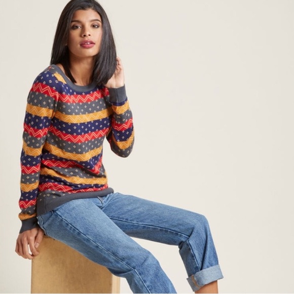 Modcloth Sweaters - Modcloth Old School Knit Stripe Sweater